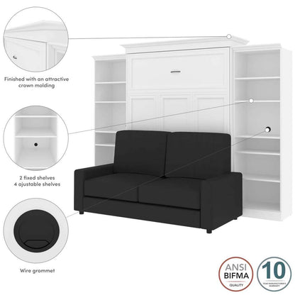 Bestar - Versatile Queen Murphy Bed with Sofa and Shelving Units (115W) in White - 40781-000017 veiw 3