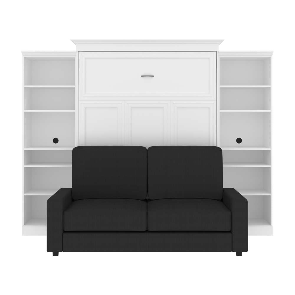 Bestar - Versatile Queen Murphy Bed with Sofa and Shelving Units (115W) in White - 40781-000017 veiw 7