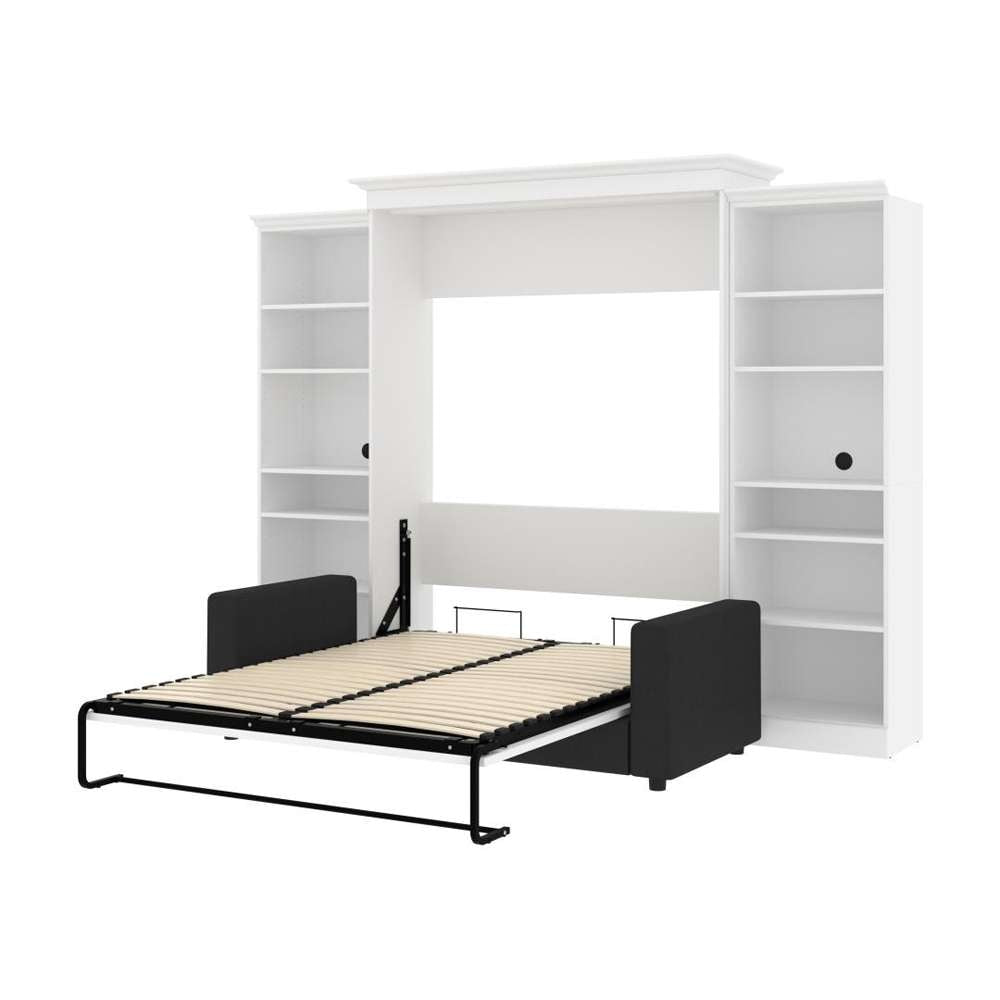 Bestar - Versatile Queen Murphy Bed with Sofa and Shelving Units (115W) in White - 40781-000017 veiw 9