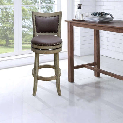 Boraam - 29in Cantabria Wire-Brush Swivel Stool in Weathered White - 89629 veiw 3