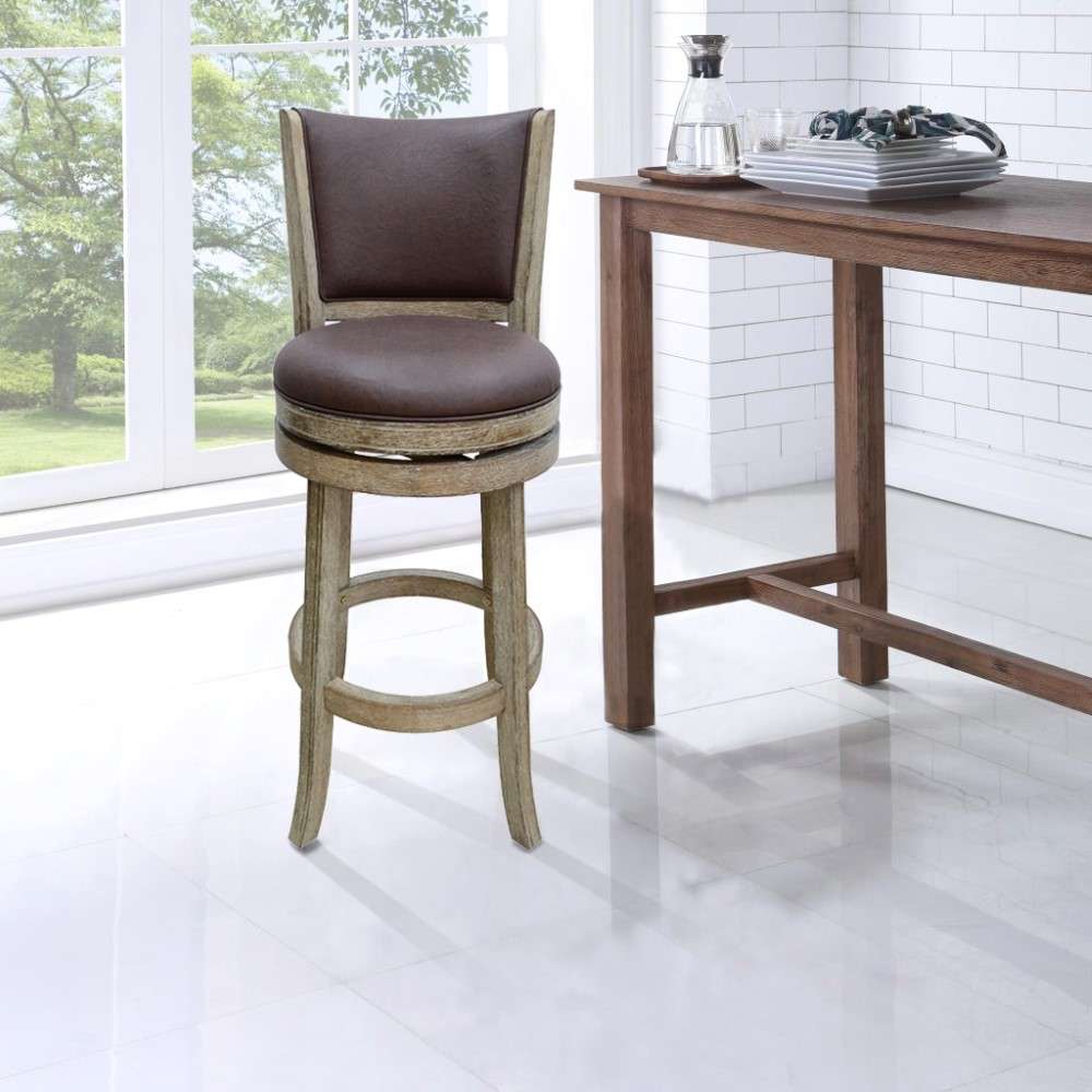 Boraam - 29in Toledo Wire-Brush Swivel Stool in Weathered White - 86429 veiw 3