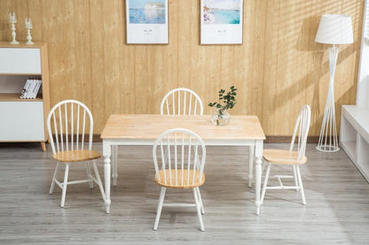 Boraam - 5Pc Farmhouse Dining Set in White and Natural - 80369 veiw 1