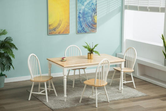 Boraam - 5Pc Farmhouse Dining Set in White and Natural - 80369 veiw 2