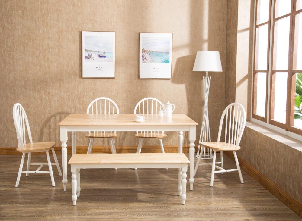 Boraam - 6Pc Farmhouse Dining Set in White and Natural - 86369 veiw 1