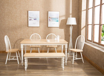 Boraam - 6Pc Farmhouse Dining Set in White and Natural - 86369 veiw 1