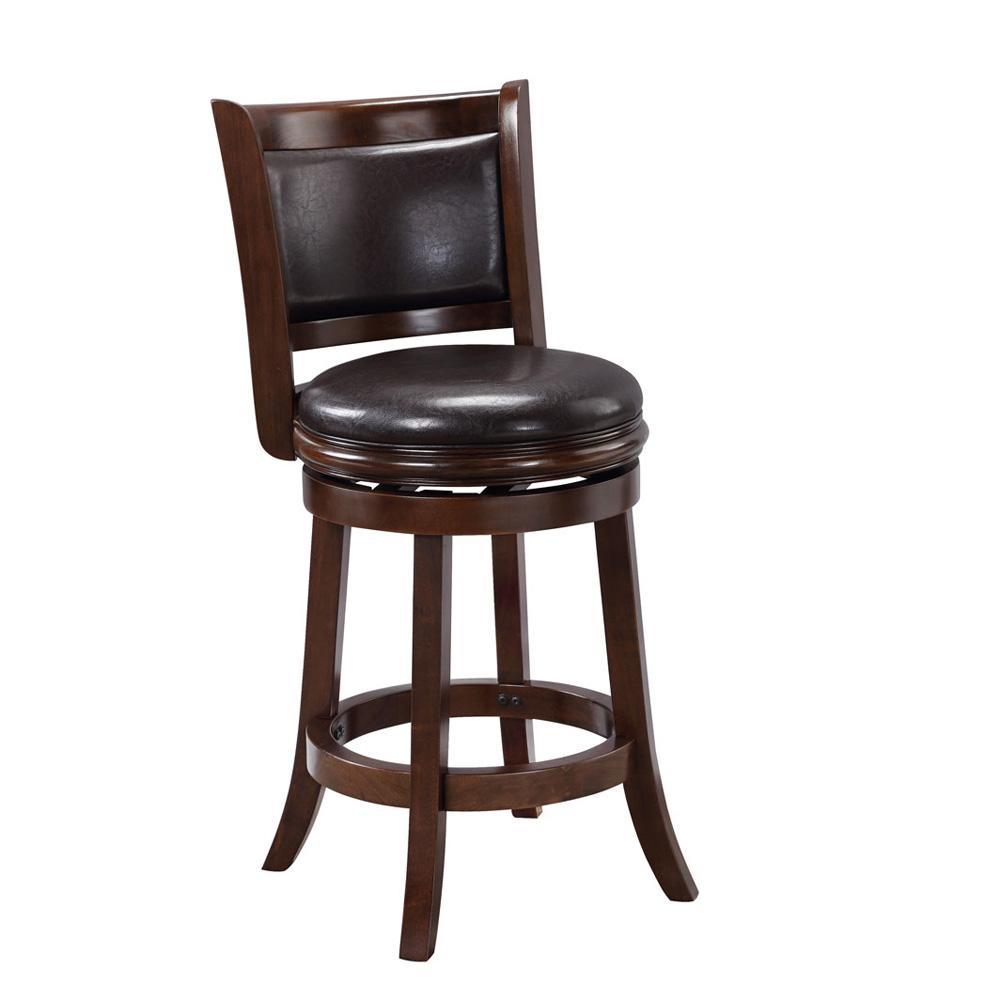 Boraam - Augusta Swivel Counter Stool - Cappuccino/Dark Brown Faux Leather - 46824 veiw 1