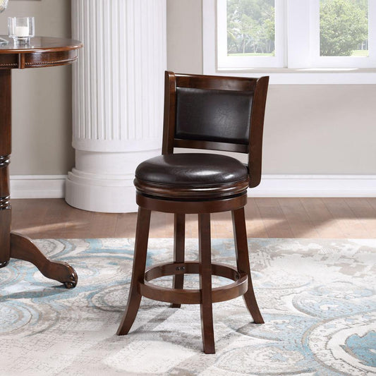 Boraam - Augusta Swivel Counter Stool - Cappuccino/Dark Brown Faux Leather - 46824 veiw 2