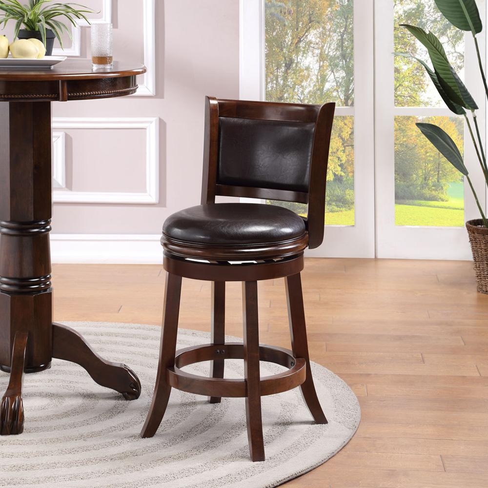 Boraam - Augusta Swivel Counter Stool - Cappuccino/Dark Brown Faux Leather - 46824 veiw 4