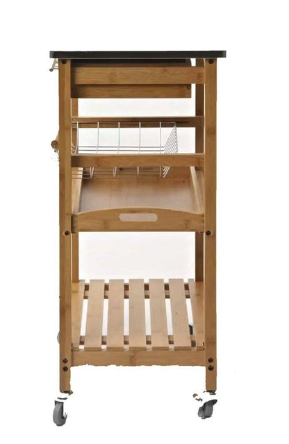 Boraam - Aya Bamboo Kitchen Cart with Stainless Steel Top  - 50651 veiw 5