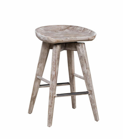 Boraam - Bali Backless Swivel Counter Stool - Weathered Wire-Brush - 54224 veiw 1