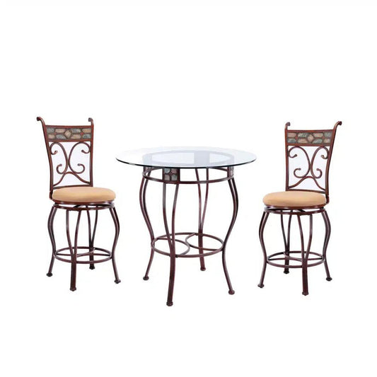 Boraam - Beau 36in Height 3-Piece Pub Set - Brown - 83416 veiw 1