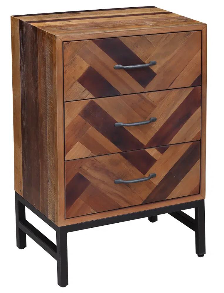 Boraam - Benton Oak Wood 3 Drawer Nightstand - Natural Oak Finish - 18145 veiw 1