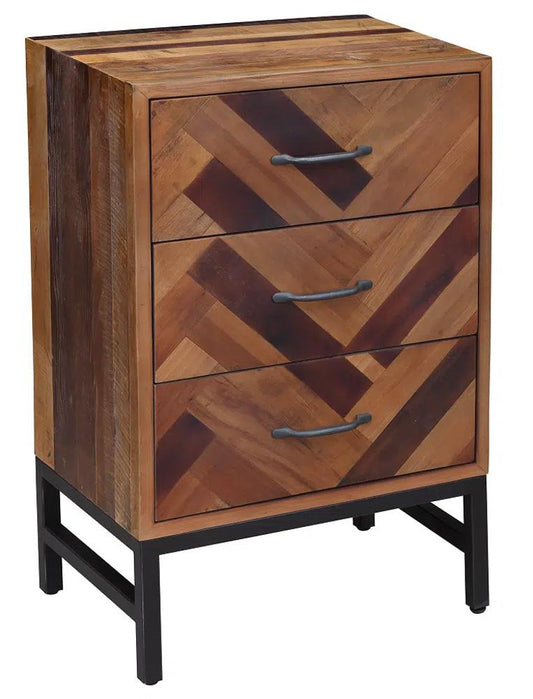 Boraam - Benton Oak Wood 3 Drawer Nightstand - Natural Oak Finish - 18145 veiw 1