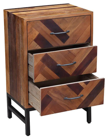Boraam - Benton Oak Wood 3 Drawer Nightstand - Natural Oak Finish - 18145 veiw 3