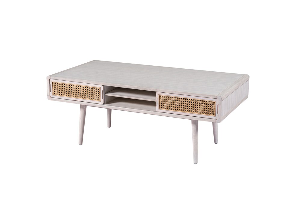 Boraam - Cambria Coffee Table - Zebrano Whitewash/Natural Cane - 33412 view 1