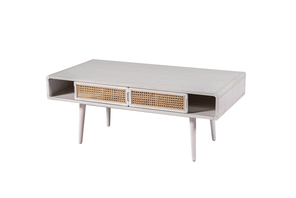 Boraam - Cambria Coffee Table - Zebrano Whitewash/Natural Cane - 33412 veiw 2
