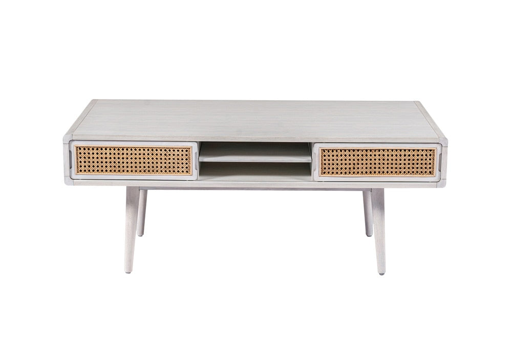 Boraam - Cambria Coffee Table - Zebrano Whitewash/Natural Cane - 33412 veiw 3