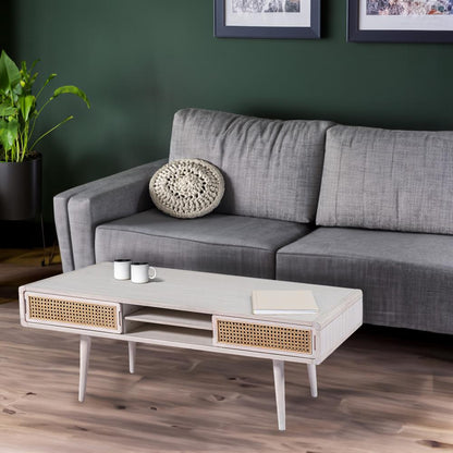Boraam - Cambria Coffee Table - Zebrano Whitewash/Natural Cane - 33412 veiw 8