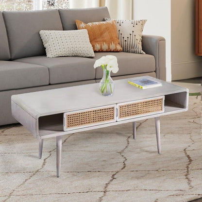 Boraam - Cambria Coffee Table - Zebrano Whitewash/Natural Cane - 33412 veiw 9