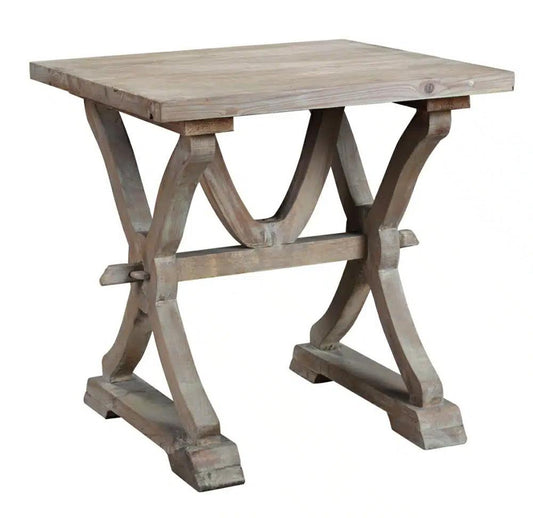 Boraam - Colette Reclaimed Wood Side Table - White-Wash - 17111_BOR veiw 1