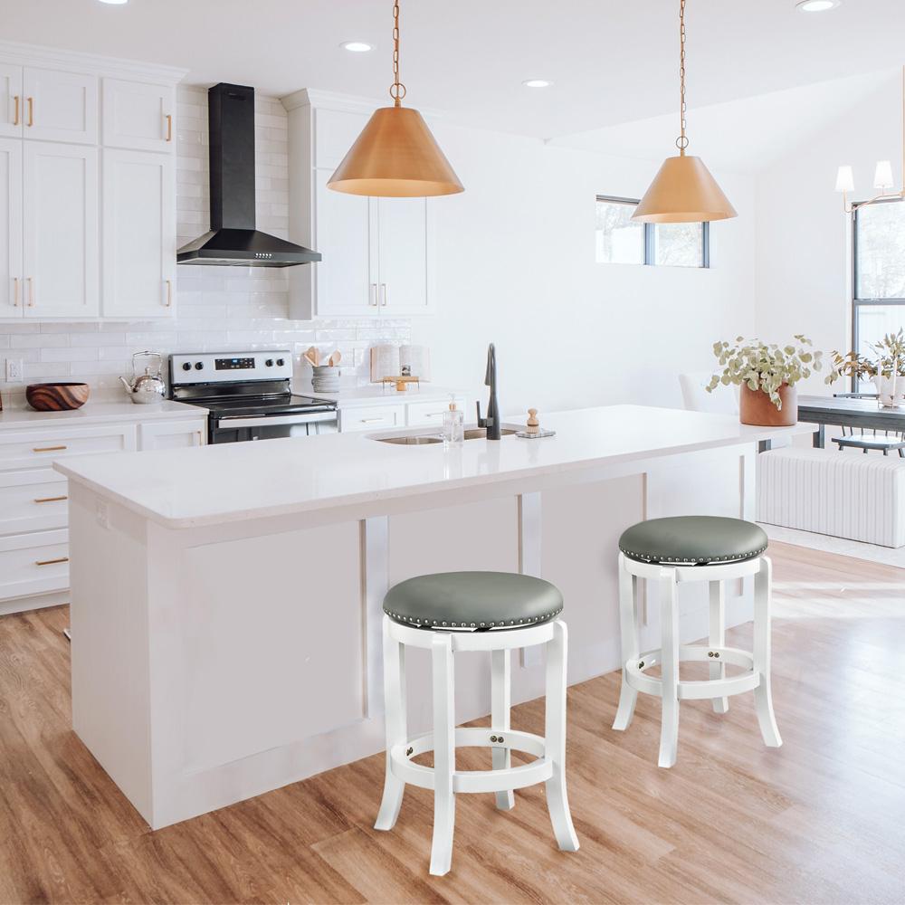 Boraam - Cordova Swivel Backless Counter Stool - White Finish - 33324 veiw 4