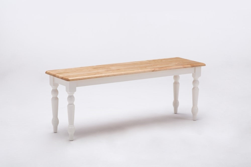 Boraam - Farmhouse Bench in White and Natural - 36369 veiw 1