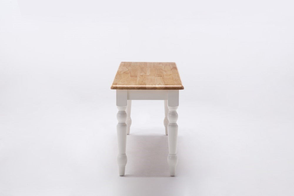 Boraam - Farmhouse Bench in White and Natural - 36369 veiw 2