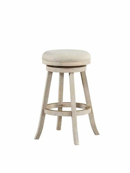 Boraam - Fenton Swivel Backless Bar Stool - Ivory Wire-Brush - 76029 veiw 1