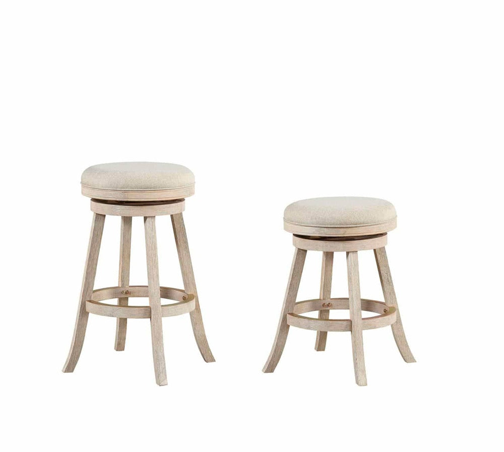 Boraam - Fenton Swivel Backless Bar Stool - Ivory Wire-Brush - 76029 veiw 3