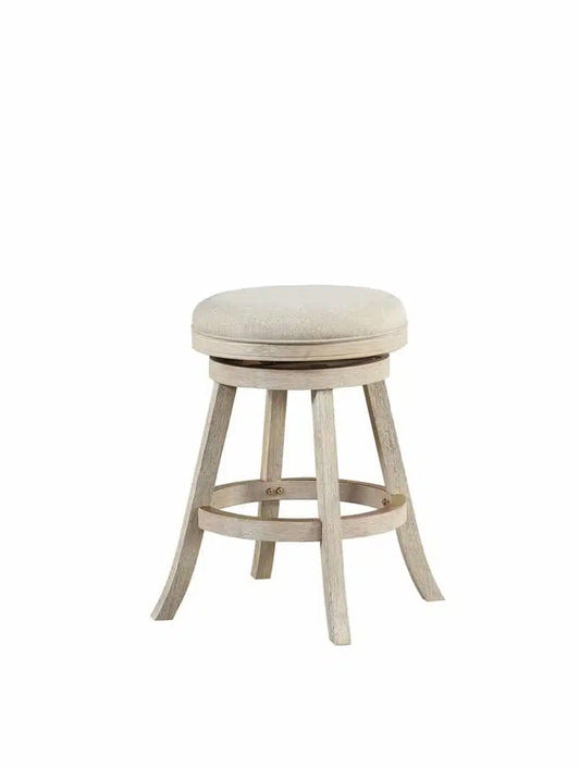 Boraam - Fenton Swivel Backless Counter Stool - Ivory Wire-Brush - 76024 veiw 1