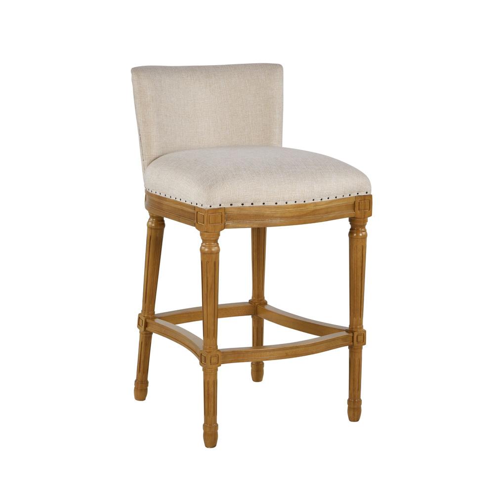 Boraam - Francesca Linen and Oak Wood Bar Stool - Tan/Natural - 18120 veiw 1