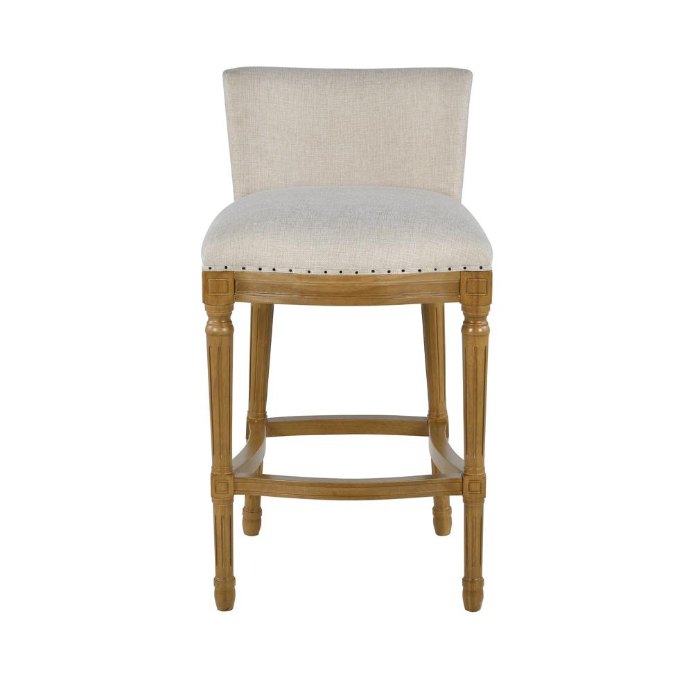 Boraam - Francesca Linen and Oak Wood Bar Stool - Tan/Natural - 18120 veiw 2