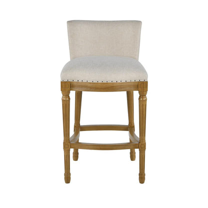 Boraam - Francesca Linen and Oak Wood Bar Stool - Tan/Natural - 18120 veiw 2