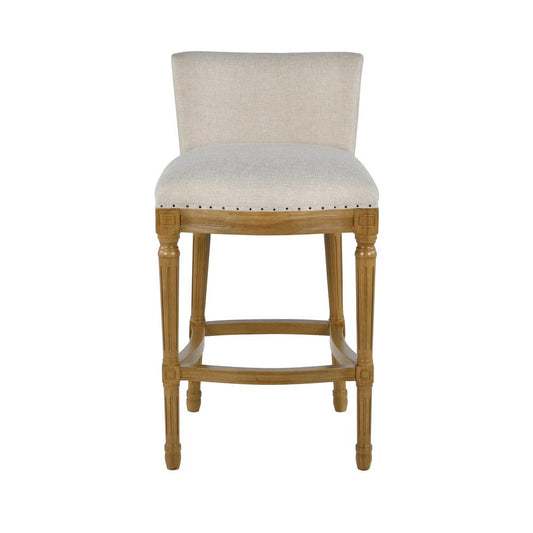 Boraam - Francesca Linen and Oak Wood Bar Stool - Tan/Natural - 18120 veiw 2