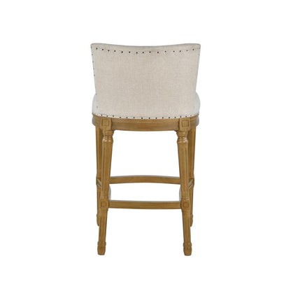 Boraam - Francesca Linen and Oak Wood Bar Stool - Tan/Natural - 18120 veiw 4