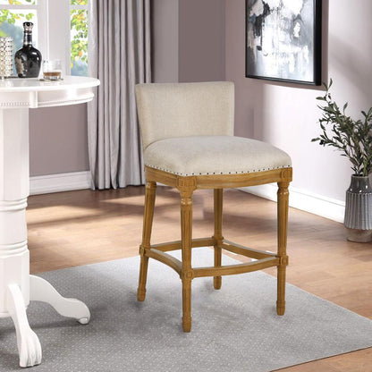 Boraam - Francesca Linen and Oak Wood Bar Stool - Tan/Natural - 18120 veiw 9