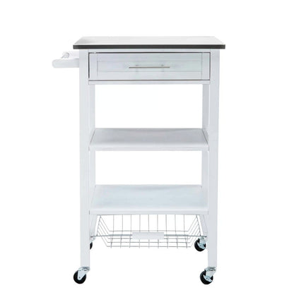 Boraam - Hennington Kitchen Cart With Stainless Steel Top - White Wash - 50661_BOR veiw 1