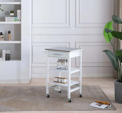 Boraam - Hennington Kitchen Cart With Stainless Steel Top - White Wash - 50661_BOR veiw 4