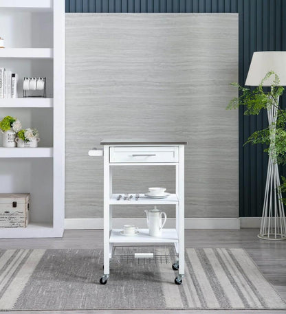 Boraam - Hennington Kitchen Cart With Stainless Steel Top - White Wash - 50661_BOR veiw 5