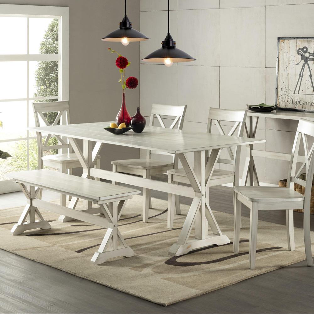 Boraam - Jamestown Dining Bench - Antique White  - 77404 veiw 4