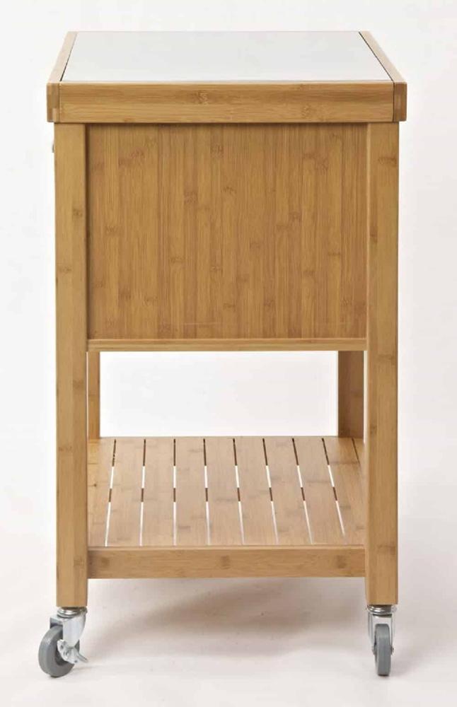 Boraam - Kenta Bamboo Kitchen Cart, Stainless Steel Top - 50650 veiw 3