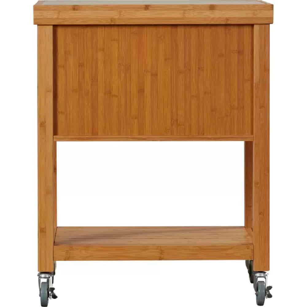 Boraam - Kenta Bamboo Kitchen Cart, Stainless Steel Top - 50650 veiw 5