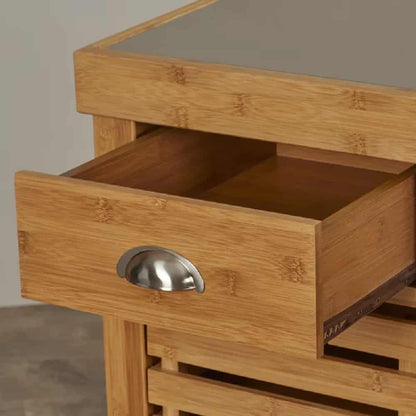 Boraam - Kenta Bamboo Kitchen Cart, Stainless Steel Top - 50650 veiw 6