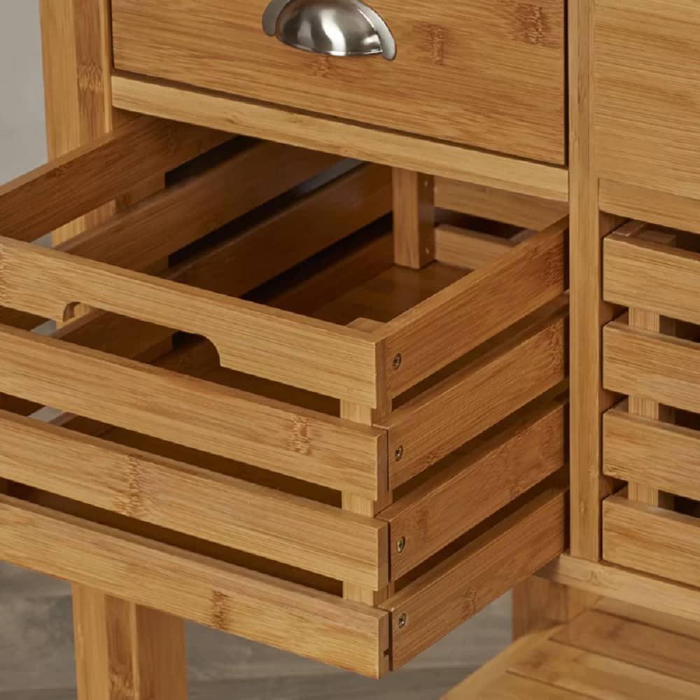 Boraam - Kenta Bamboo Kitchen Cart, Stainless Steel Top - 50650 veiw 7