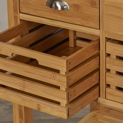 Boraam - Kenta Bamboo Kitchen Cart, Stainless Steel Top - 50650 veiw 7