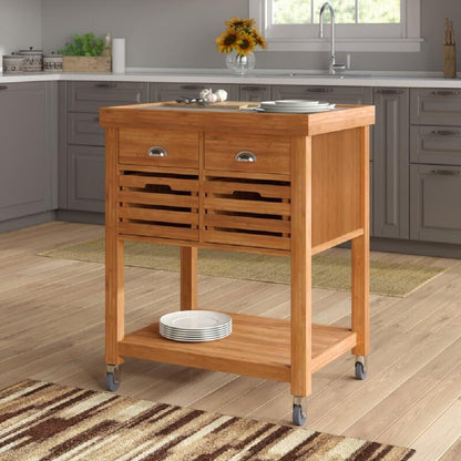 Boraam - Kenta Bamboo Kitchen Cart, Stainless Steel Top - 50650 veiw 8