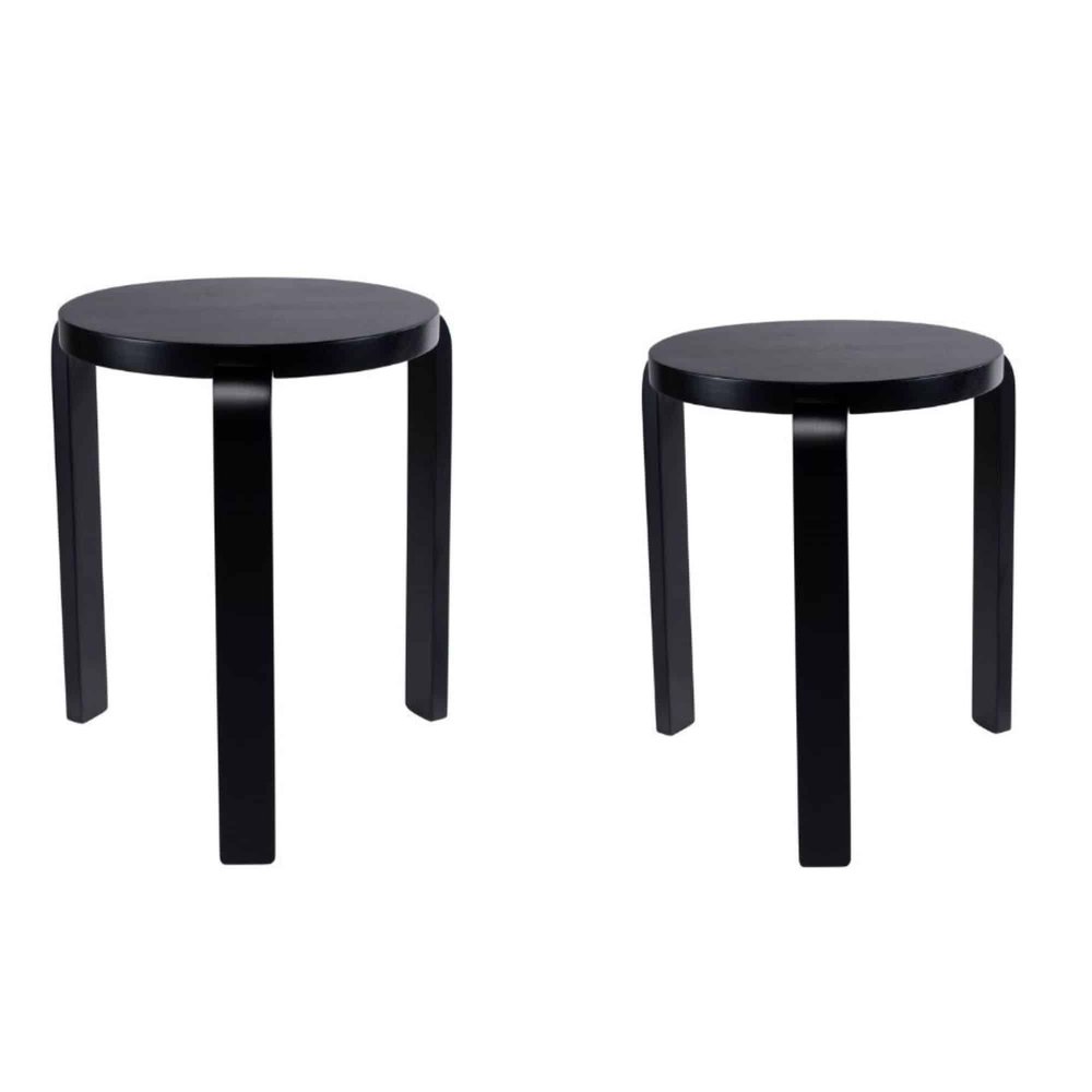 Boraam - Mateo Round Backless Stacking Stools - Black (Set of 2) - 40218 view 1