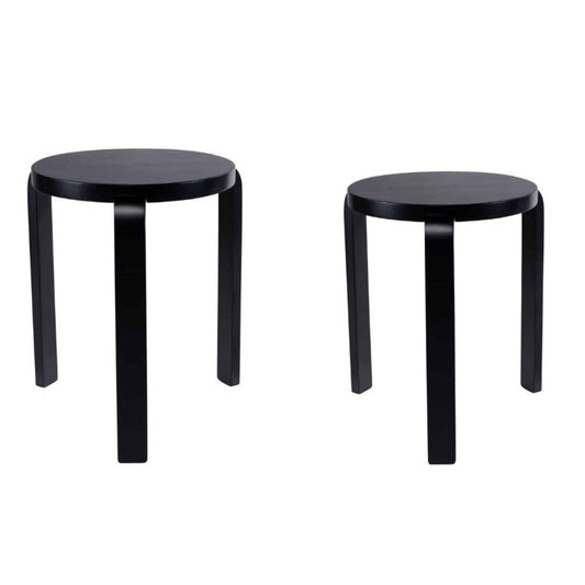 Boraam - Mateo Round Backless Stacking Stools - Black (Set of 2) - 40218 view 1