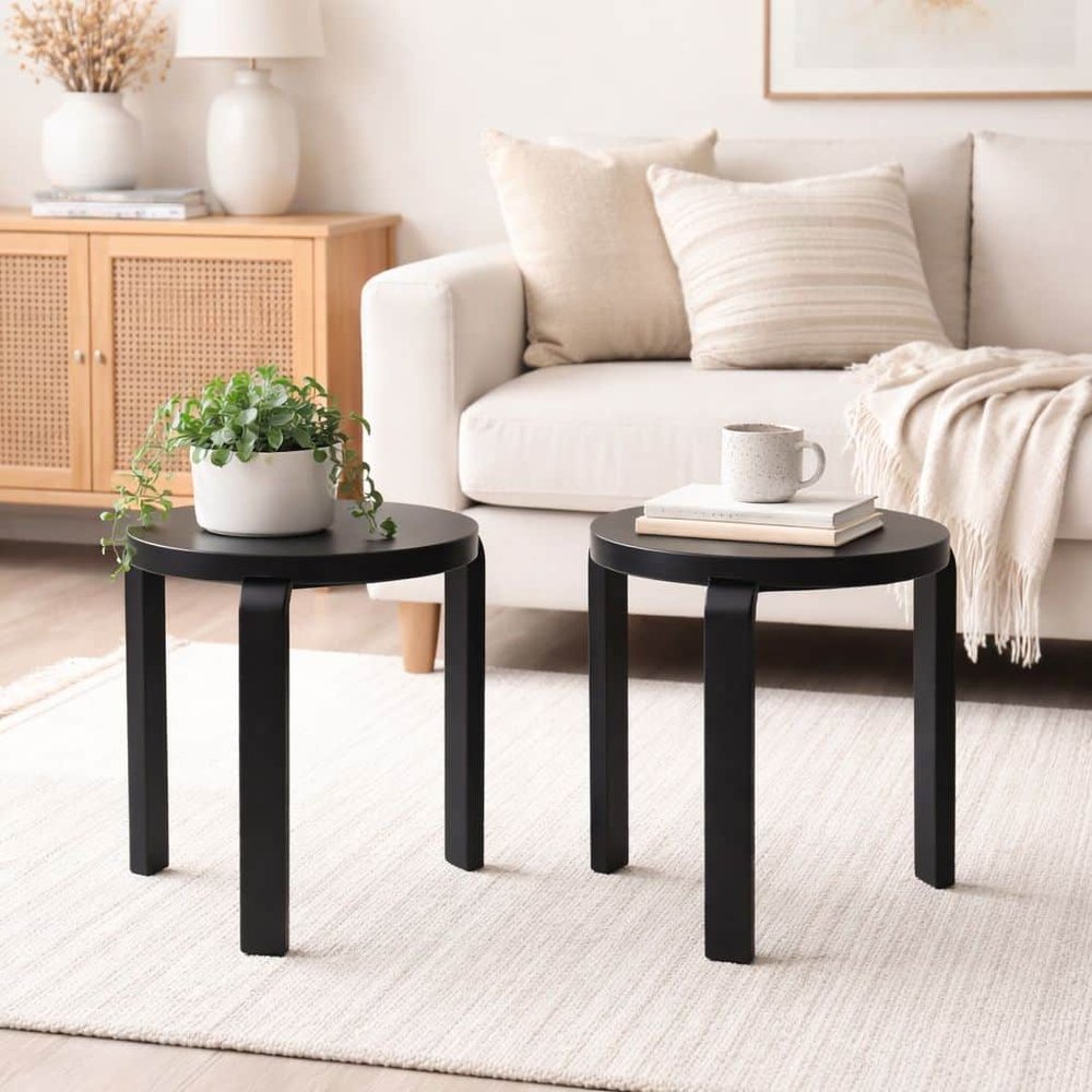 Boraam - Mateo Round Backless Stacking Stools - Black (Set of 2) - 40218 view 5