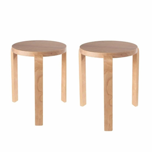 Boraam - Mateo Round Backless Stacking Stools - Blonde Oak (Set of 2) - 40018 view 1